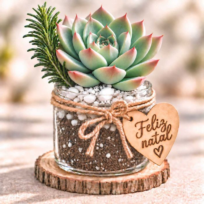 Suculentas Echeverias Plantas Prendas de Natal Empresas  - Vasos Personalizados à Mão