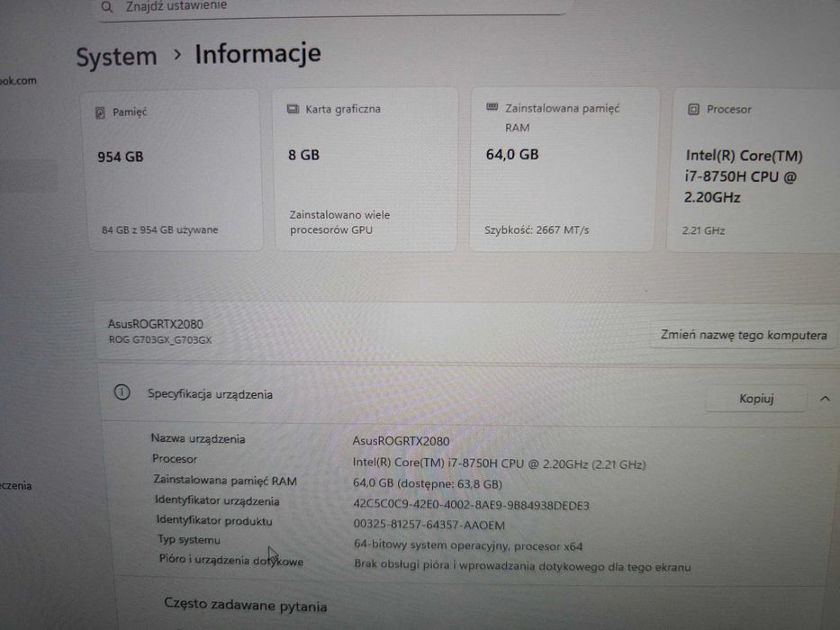 ASUS ROG G703GX Laptop 17” RTX2080 i7-8750H 64GB RAM 144Hz IPS - F.VAT