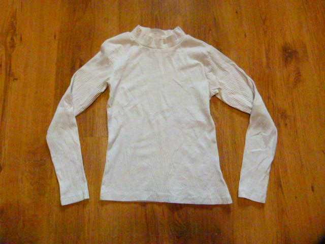 rozm 146/152 H&M sweter cienki półgolf w prążki biały