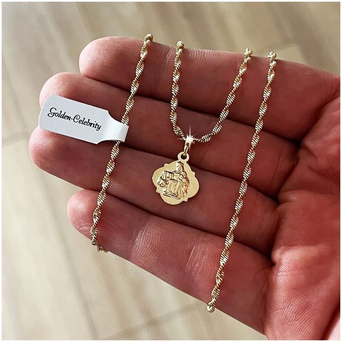 Złoty Łańcuszek Naszyjnik Medalik Szkaplerz Ze Stali Chirurgicznej Pre