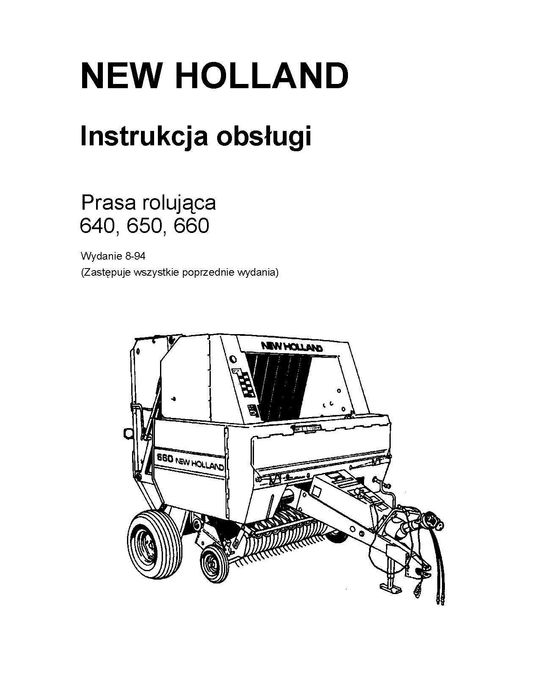New Holland 640 ; 650 ; 660 prasa  Instrukcja Obsługi NH
