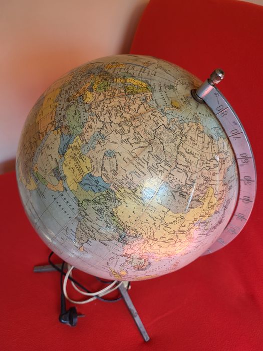 Stary duży globus podświetlany z lat 60 - 70 PRL-U