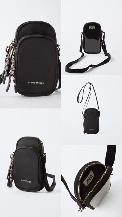 Cумка  ZARA  для смартфона чорна та бежева