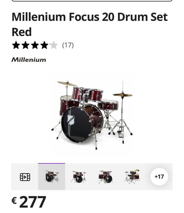 Bateria Millenium Focus 20 Drum Set Red