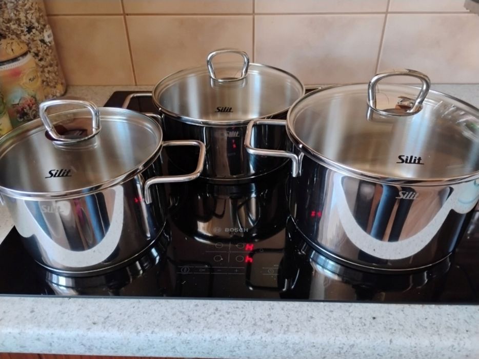 Piękny NOWY Zestaw garnków Silit ze stali nierdzewnej made in Germany.