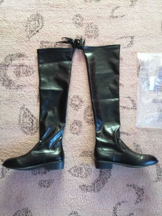 Шкіряні Ботфорти Туфлі-Чулки Сапоги Лаковая Кожа Чоботи Високі 42-43