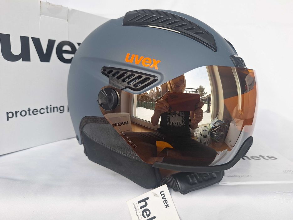 Kask narciarski Uvex HLMT 600 Visor Dark Slate Orange Mat M 55-57cm