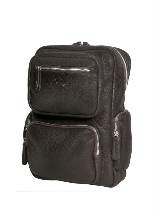 Чоловіча сумка-рюкзак шкіряна Vip Collection 1453-F Коричнева