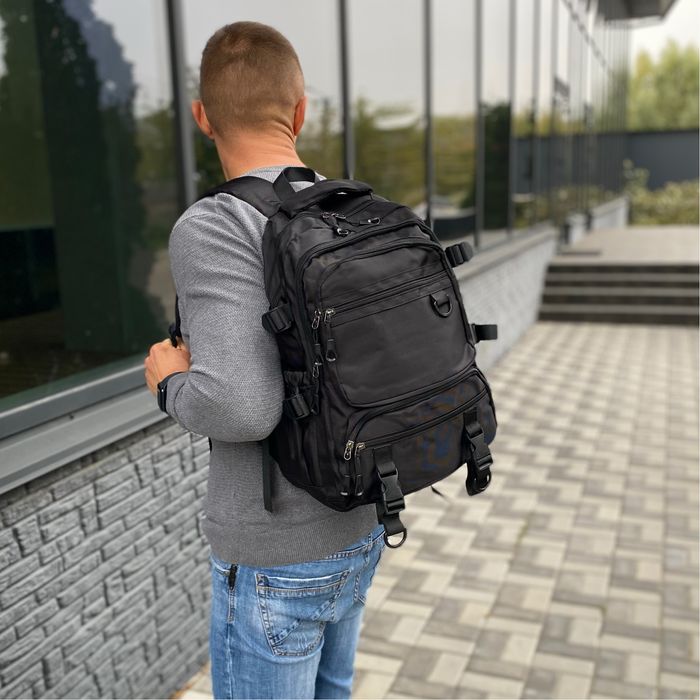 Чорний рюкзак БАГАТО ВІДДІЛЕНЬ туристичний спортивний місто Street Mas