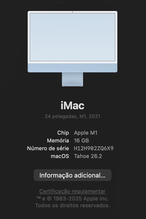 Vendo Imac 24” M1 16Gb/1TB