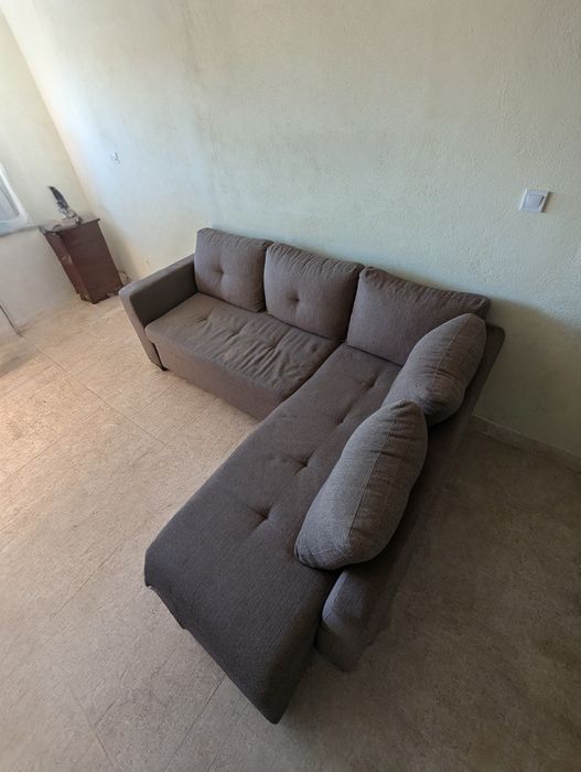 Sofá  cama 3 lugares castanho