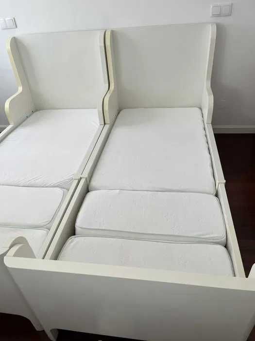 Cama extensível IKEA BUSUNGE Branco + colchão extensível + roupa de cama