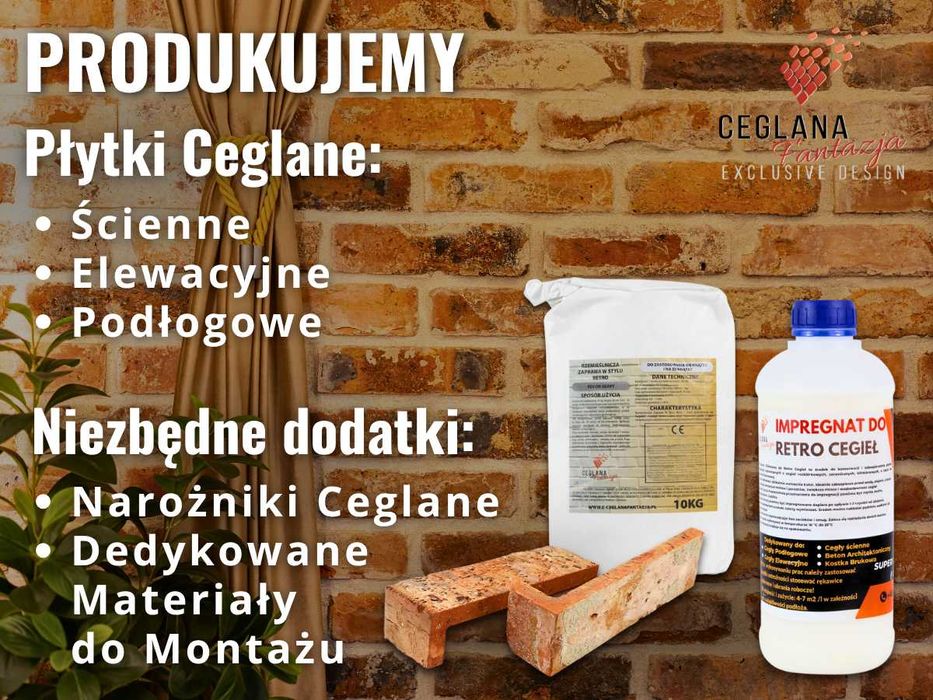 Cegła na Ścianę Elewacje Płytki Ceglane Dekoracyjne Ozdobne Lico Cegły