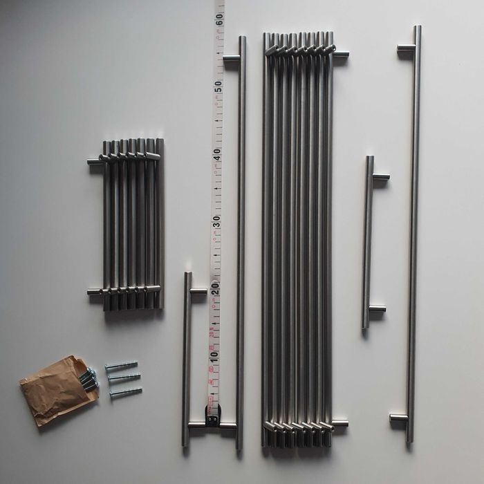 Puxadores de cozinha em aço inox de 60cm e de 25cm – 19 unidades
