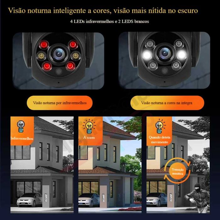 Câmara Vigilância sem fios WiFi PTZ Exterior Full HD 2MP Tuya NOVA