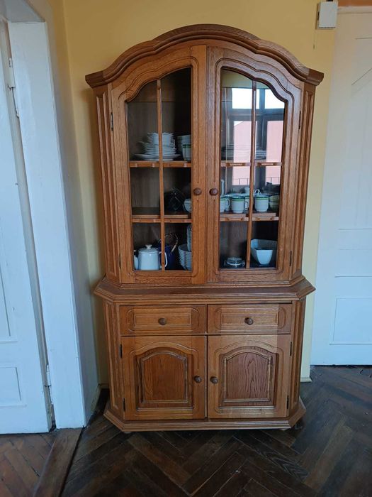 Witryna, wysoka, lite drewno