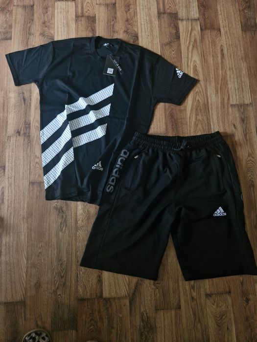 Zestaw wiosenna lato adas czarny krotkie spodenki szorty koszulka tshirt bawełniany xl