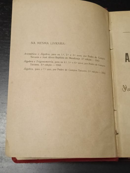 Livro escolar antigo  Aritmética e Álgebra