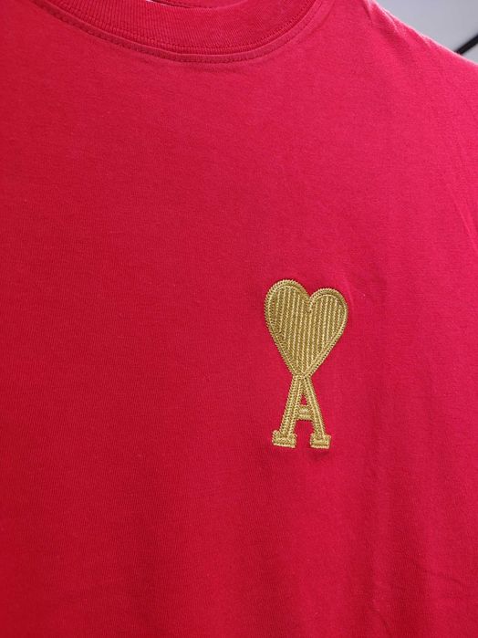 Футболка AMI Paris Ami de Coeur Lurex T-Shirt Red