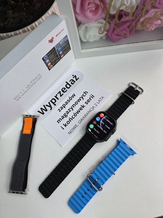 Smartwatch HK Ultra3 – nowość 2025, AMOLED 2,12”, 2 paski, nowy