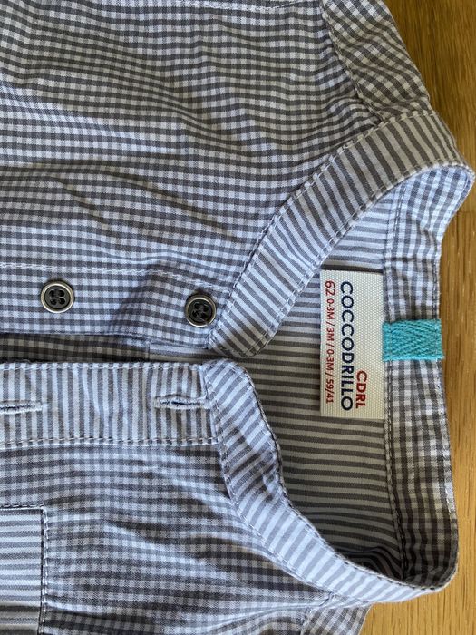 Elegancki komplet 62 koszula spodnie Coccodrillo chrzest ślub wesele