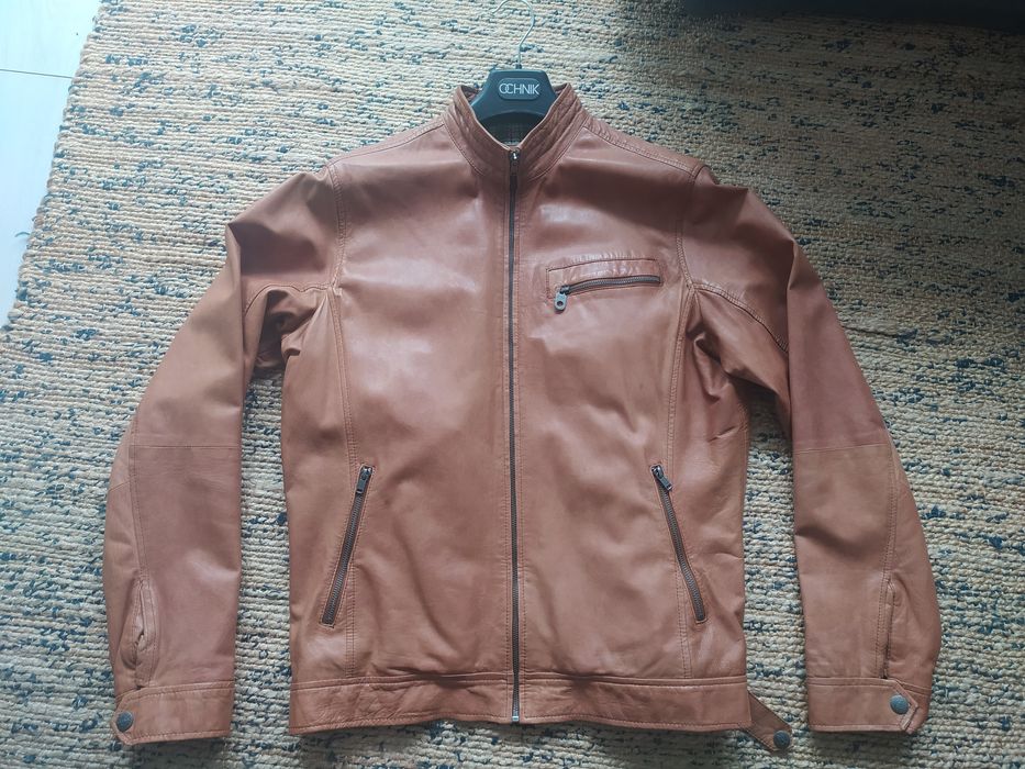 Skórzana kurtka OCHNIK brązowa / naturalna skóra / r. XL / Tuchola