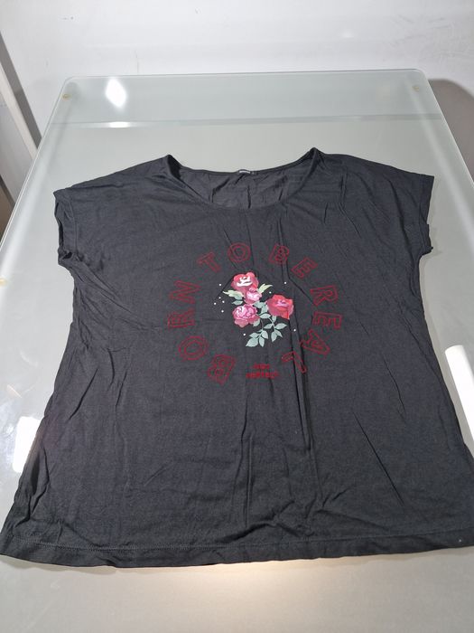 Reserved T-shirt Damski Grafika w Róże Rozmiar L