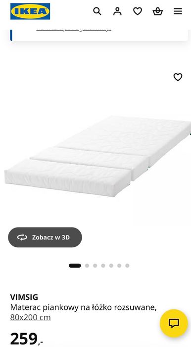 Materac składany Ikea Vimsig 80x140 - 80 x 200