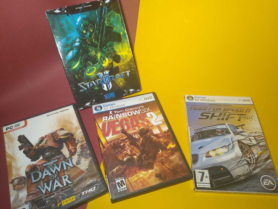 Диски з іграми для ПК DVD Starcraft 2, Call of Duty, DoW 2, Rainbow Six