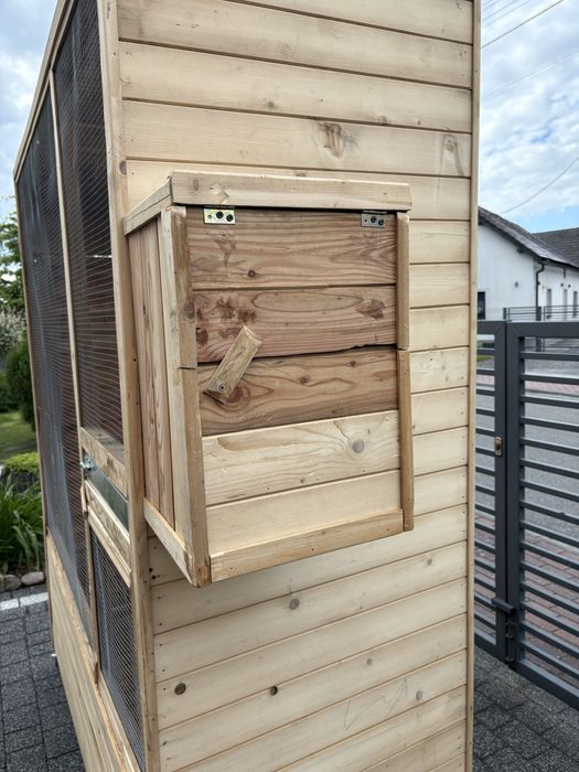 Nowa woliera klatka dla ptaków/papug – solidna, drewniana, na kółkach