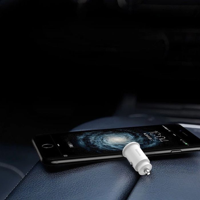 Mini ładowarka Baseus Grain Car Charger CCALL-ML02 samochodowa 2x USB-A 3.1A - biała