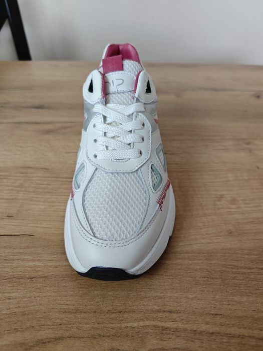 Nowe, białe buty sportowe, sneakersy, kolorowe wstawki, Hip