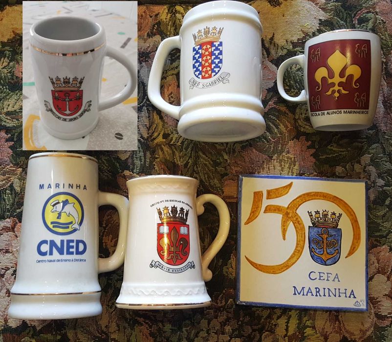 Canecas antigas e raras de Unidades Militares da Marinha, para coleção