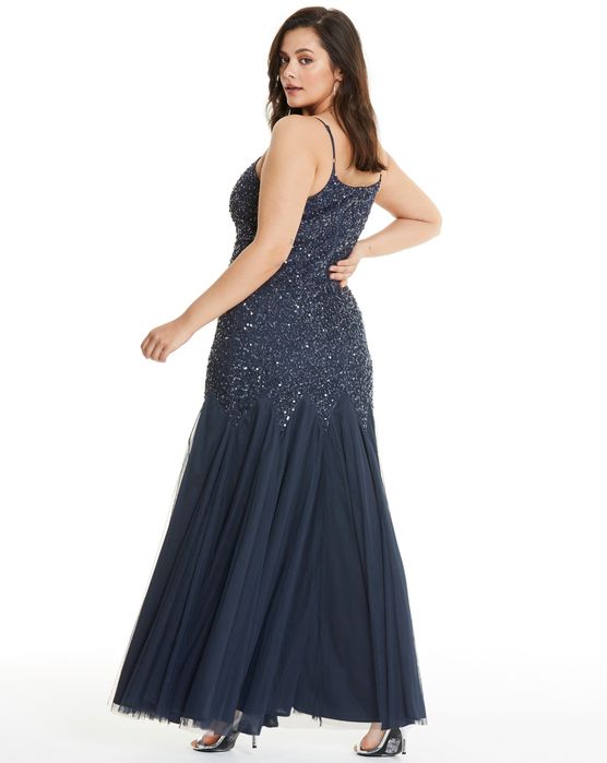 Sukienka wieczorowa cekinowa typu fishtail 3XL 46