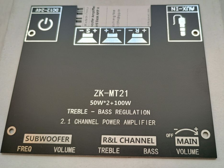 Moduł wzmacniacza mocy stereo 2.1 AUX bluetooth Jack ZK mt21 50w 100w