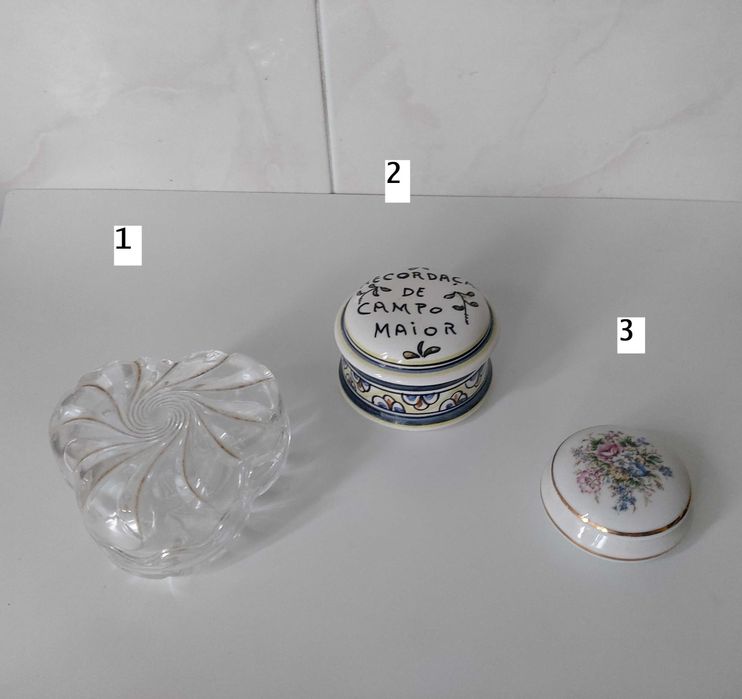 Porta jóias de cerâmica e vidro