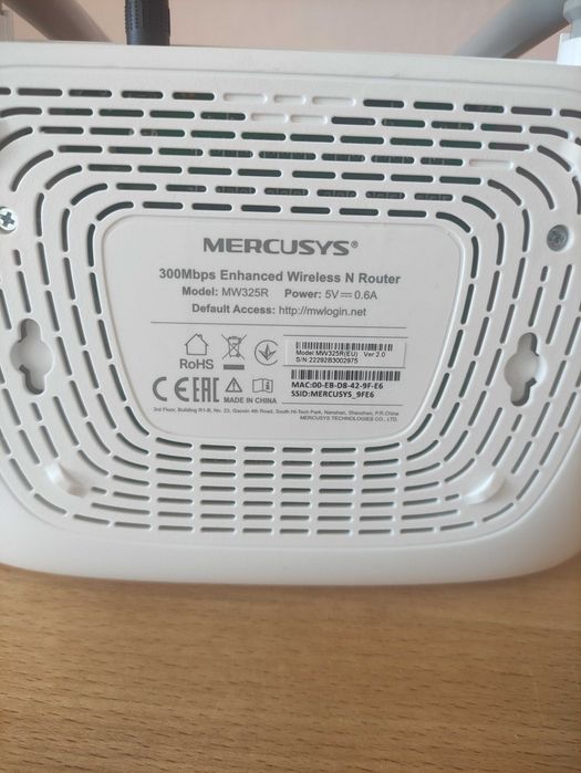 Router Mercusys MW325R 802.11n (Wi-Fi 4), 802.11g, 802.11b