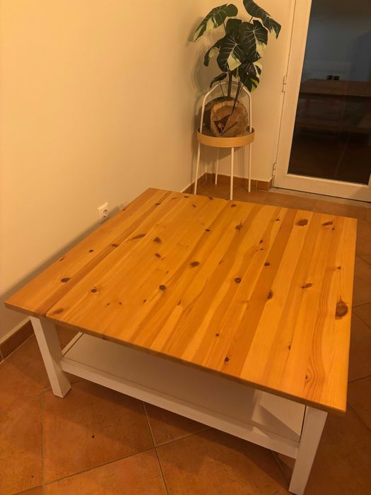 Mesa de centro, velatura branca/castanho claro, 90x90 cm - HEMNES