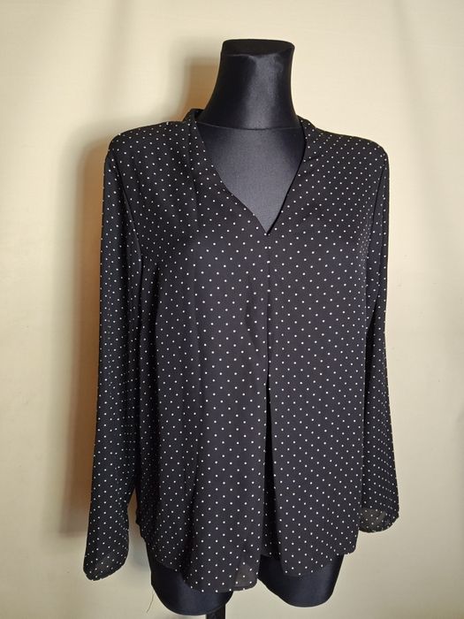 Elegancka czarna koszula w kropki XXL na lato