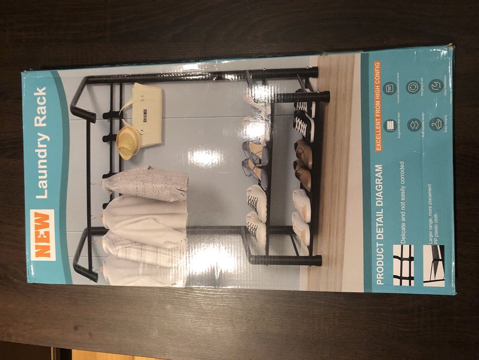 Wieszak na ubrania z półkami na buty do korytarza 48tknd