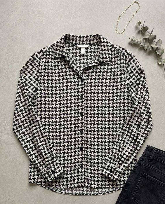 Damska nowa elegancka koszula w kratę w pepitkę pepitka H&M M 38