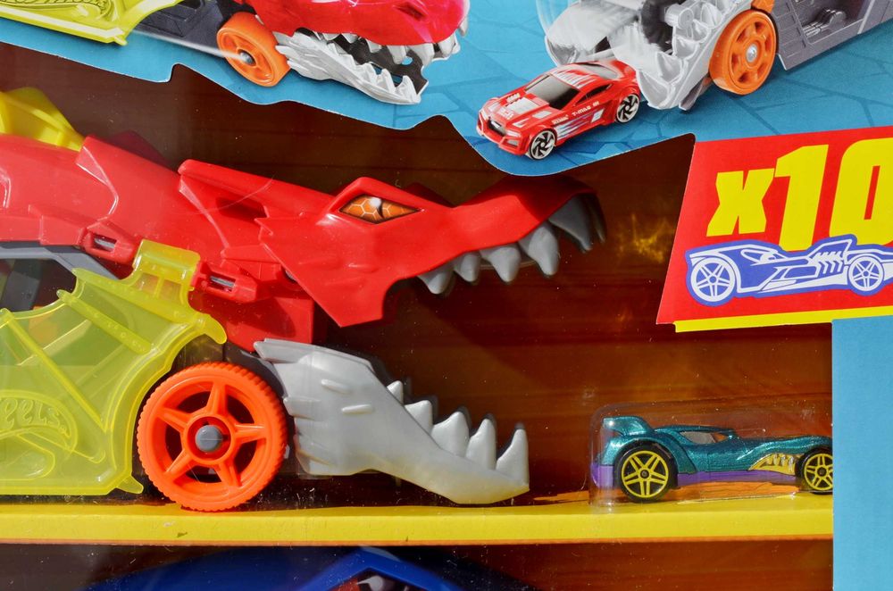 Набір Автовоз hot wheels shark акула + автовоз Dragon дракон + 10 шт машинок транспортер пуск вантажівка грузовік хот вилс оригінал Speedway