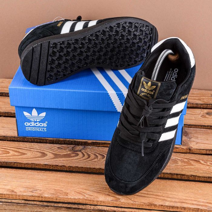 (1806) Кросівки Adidas Iniki замшеві чорні (з 36 по 44) адідас