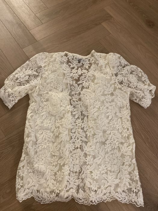 Koronkowa bluzka ecru r. S/M (jak nowa)