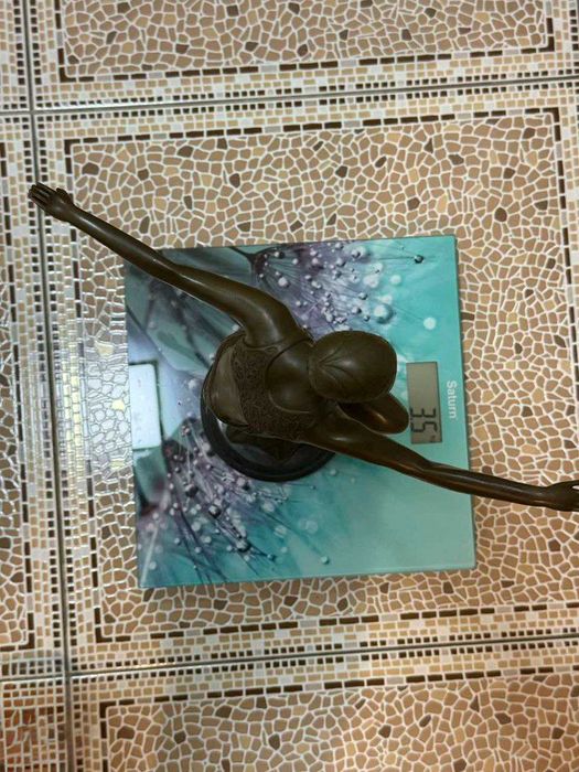 бронзовая статуетка фигурка танцовщица арт-деко бронза мрамор винтаж