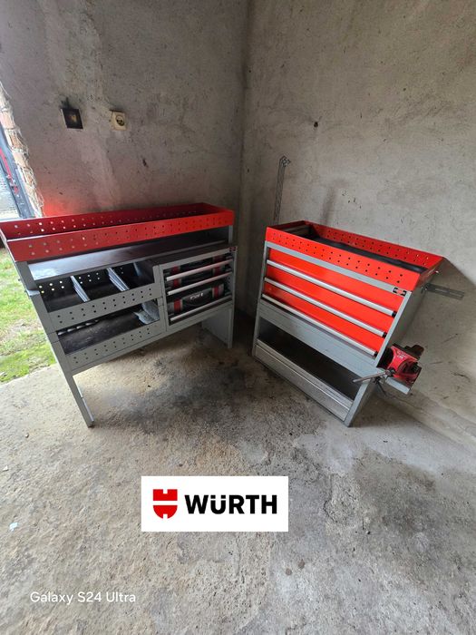 2x zabudowa WURTH imadło organizery szuflady regał transport