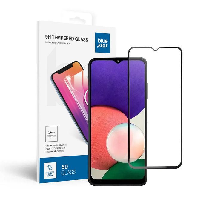 Szkło hartowane do Samsung Galaxy A22 5G (full glue / case friendly) Blue Star 5D czarne