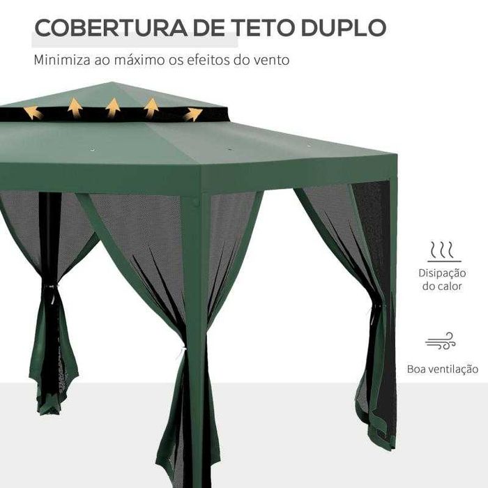 Pérgola de Jardim com Mosquiteiras 297x297x268 cm