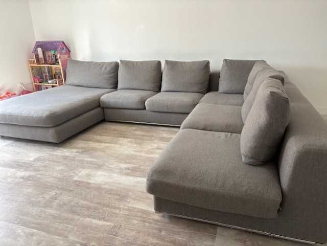 Sofá modular cinzento de 6 lugares – ótimo estado