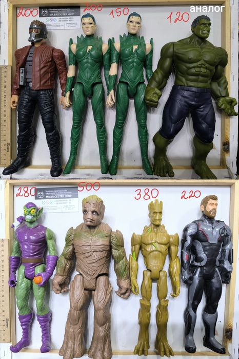 Фигурки 30 см супергерои Грут Спайдермен Джокер Харли Веном Халк Тор